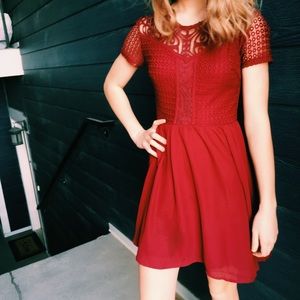 Burgundy sweat heart dress
